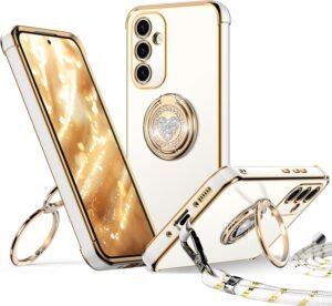 Lee más sobre el artículo <a href="https://amazon.es/dp/B0CWTX6KQT?tag=techbeautydeals-21" target="_blank" rel="noopener">Funda protectora blanca con anillo doble corazón para Galaxy A55.</a>