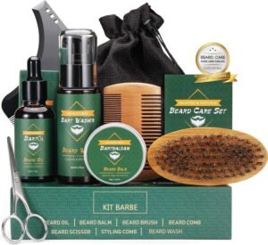 Lee más sobre el artículo <a href="https://amazon.es/dp/B09BZCK9F9?tag=techbeautydeals-21" target="_blank">Kit de cuidado de barba: champú, aceite, bálsamo, cepillo, tijeras.</a>