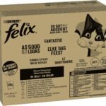 Lee más sobre el artículo <a href="https://amazon.es/dp/B08HP5GW4F?tag=techbeautydeals-21" target="_blank">Resume el contenido de Purina Felix Fantastic Wet Food for Adult Cats Variety Pack Meat and Fish, 120 x 85g Sachets en español y en sólo 10 palabras</a>