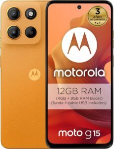 Lee más sobre el artículo <a href="https://amazon.es/dp/B0DVCBH16Z?tag=techbeautydeals-21" target="_blank">Resume el contenido de Motorola Moto g15 12GB (4GB+8GB RAM Boost)/128GB Orange, Spain, 6.72″ FHD+ Display, 50MP Camera System and Ultra Wide Lens 5200mAh Battery, TurboPower Charging, Soft Luxe en español y en sólo 10 palabras</a>