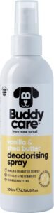 Lee más sobre el artículo <a href="https://amazon.es/dp/B0C4V867S4?tag=techbeautydeals-21" target="_blank">Resume el contenido de Buddycare Dog Deodorant Spray – Vanilla & Shea Butter – Sweet and Nourishing Deodorant Spray for Dogs – With Aloe Vera and Pro Vitamin B5 200ml (Pack of 1) en español y en sólo 10 palabras</a>
