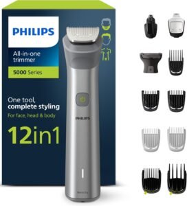 Lee más sobre el artículo <a href="https://amazon.es/dp/B0CG6T6QXK?tag=techbeautydeals-21" target="_blank">Resume el contenido de Philips Beard Trimmer Series 5000, Hair Clipper, Men’s Hair Clipper, 12 in 1 Kit for Face, Hair, Ears, Nose and Body, 120min of Use, Dry and Wet, Rechargeable, Case, MG5950/15 en español y en sólo 10 palabras</a>