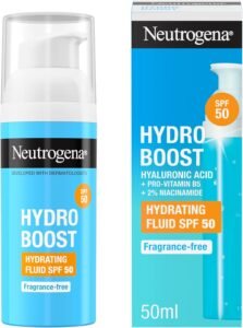 Lee más sobre el artículo <a href="https://amazon.es/dp/B0D9NL89YN?tag=techbeautydeals-21" target="_blank">Resume el contenido de Neutrogena Hydro Boost Hydrating Fluid SPF 50 (1 x 50ml) Daily 50 Sunscreen with Hyaluronic Acid and 2% Niacinamide, Broad Spectrum Moisturizing Sunscreen en español y en sólo 10 palabras</a>