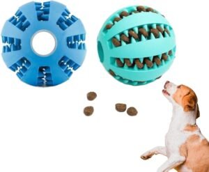 Lee más sobre el artículo <a href="https://amazon.es/dp/B0CRLJF4W1?tag=techbeautydeals-21" target="_blank">Resume el contenido de Dog Ball, Dog Toy, Set of 2 Natural Rubber, Teeth Cleaning Balls and Durable and Sturdy Treat Dispenser (5cm – Blue and Green) en español y en sólo 10 palabras</a>