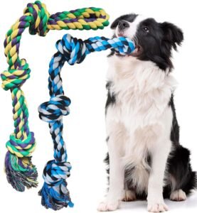 Lee más sobre el artículo <a href="https://amazon.es/dp/B0CX4XG45L?tag=techbeautydeals-21" target="_blank">Resume el contenido de Dog Rope Toy for Medium and Large Breeds, Indestructible for Dog Chewing Dental Health and Teeth Cleaning,100% Cotton, 55cm/390g, Pack of 2 en español y en sólo 10 palabras</a>