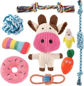 Lee más sobre el artículo <a href="https://amazon.es/dp/B0DMDKNBVN?tag=techbeautydeals-21" target="_blank">Resume el contenido de Dog Chew Toys for Small Dogs, 9 Puppy Chew Toys, Squeaky Dog Toys for Small Dogs, for Puppies for Teething Cute Toys en español y en sólo 10 palabras</a>