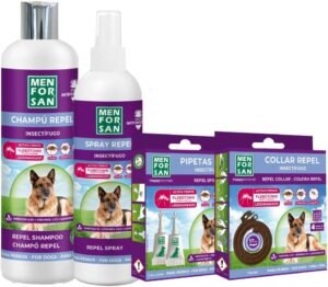 Lee más sobre el artículo <a href="https://amazon.es/dp/B094YNGSFQ?tag=techbeautydeals-21" target="_blank">Resume el contenido de MENFORSAN, Pack of 4 Products for Dogs, Contains Four Repellent Products, Collar, Shampoo, Spray and Two Units of Anti-Insect Pipettes, Combats Any Insects en español y en sólo 10 palabras</a>