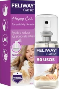 Lee más sobre el artículo <a href="https://amazon.es/dp/B00D604FOS?tag=techbeautydeals-21" target="_blank">Resume el contenido de FELIWAY Classic Spray Calming Pheromone for Cats (60ml) Reduces Urine Marking and Stress During Carrier Travels, Veterinarian Recommended en español y en sólo 10 palabras</a>