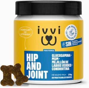 Lee más sobre el artículo <a href="https://amazon.es/dp/B093Z7M4W4?tag=techbeautydeals-21" target="_blank">Resume el contenido de ivvi – Hip and Joint – Joints, Anti-Arthrosis – Food Supplement for Dogs, Highly Concentrated – MSM, Green Lip Mussel, Glucosamine – 60 Chicken Treats, 270g en español y en sólo 10 palabras</a>