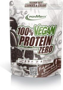 Lee más sobre el artículo <a href="https://amazon.es/dp/B09414GQLL?tag=techbeautydeals-21" target="_blank">Resume el contenido de IronMaxx Proteína 100% Vegana Cero – galletas & crema bolsa de 500g | proteína vegana en polvo de 4 componentes y sin azúcar | proteína en polvo sin aspartamo en español y en sólo 10 palabras</a>
