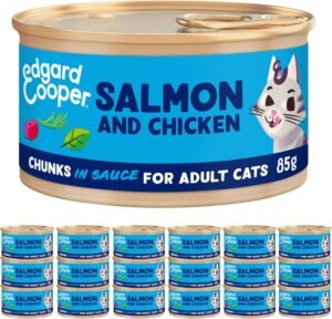 Lee más sobre el artículo <a href="https://amazon.es/dp/B0C3WRQ5B3?tag=techbeautydeals-21" target="_blank">Resume el contenido de Edgard & Cooper Wet Food Sterilized or Active Cats Adult Cat Chunks in Natural Sauce Without Cereal Cans 85g x 18 Salmon and Chicken, Easy to Digest, Healthy Food Tasty and Balanced en español y en sólo 10 palabras</a>