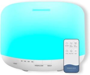 Lee más sobre el artículo <a href="https://amazon.es/dp/B0F1N6YMDY?tag=techbeautydeals-21" target="_blank">Resume el contenido de Essential Oil Diffuser 500ml with 7 Color LEDs, Humidifier and Air Purifier, Aromatherapy Function, with Remote Control and Meter en español y en sólo 10 palabras</a>