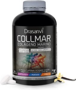 Lee más sobre el artículo <a href="https://amazon.es/dp/B01549L06E?tag=techbeautydeals-21" target="_blank">Resume el contenido de Drasanvi COLLMAR Marine Collagen Hydrolyzed with Hyaluronic Acid, Magnesium, Natural Vitamin C | for Cartilage, Bones & Skin | High Dose 3,900 mg/day | 180 comp = 30 days | Vanilla Flavor en español y en sólo 10 palabras</a>