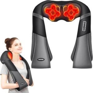 Lee más sobre el artículo <a href="https://amazon.es/dp/B08NX6K3X8?tag=techbeautydeals-21" target="_blank">Resume el contenido de Shiatsu Massager 16 Built-in Massage Heads Shoulder Massager Neck 3 Speed Levels Adjustable Direction Relaxation with Heat in Office Home en español y en sólo 10 palabras</a>