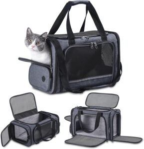 Lee más sobre el artículo <a href="https://amazon.es/dp/B0CKL2JNVX?tag=techbeautydeals-21" target="_blank">Resume el contenido de Pet Travel Carrier Airplane Approved Under Seat, TSA Airline Approved, Soft-Sided Carrier Bag for Cats, Dogs, 17.5 x 8.5 x 11 Inches, Grey en español y en sólo 10 palabras</a>