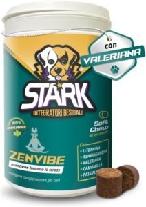 Lee más sobre el artículo <a href="https://amazon.es/dp/B0DPL4JQRV?tag=techbeautydeals-21" target="_blank">Resume el contenido de STARK Zenvibe Dog Calming – Natural Relaxation Valerian, Chamomile, L-Tryptophan and Green Tea for Stress Management, Anxiety, Shaking Dogs, 60 Bites 180g en español y en sólo 10 palabras</a>