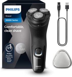 Lee más sobre el artículo <a href="https://amazon.es/dp/B0CHMN5BJS?tag=techbeautydeals-21" target="_blank">Resume el contenido de Philips X3000 Series Men’s Electric Shaver, Beard Shaver with Clipper, 27 Blades, Skin Care, 40min Use, Wet and Dry, Rechargeable, X3001/00, Black en español y en sólo 10 palabras</a>