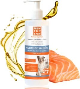 Lee más sobre el artículo <a href="https://amazon.es/dp/B09SGJV2ZX?tag=techbeautydeals-21" target="_blank">Resume el contenido de MENFORSAN Salmon Oil for Dogs and Cats | Optimizes Immune System | Strengthens Joints and Bones | Reduces Skin Problems | 500ml en español y en sólo 10 palabras</a>