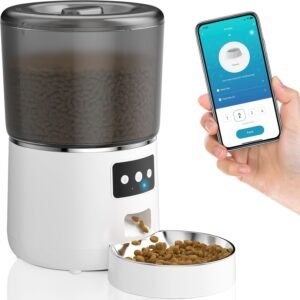 Lee más sobre el artículo <a href="https://amazon.es/dp/B0DN1FWVFG?tag=techbeautydeals-21" target="_blank">Resume el contenido de NIKYJM 4L WiFi Automatic Cat Feeder Voice Recording 1-10 Meals a Day, Smart Feeder for Dog/Cat en español y en sólo 10 palabras</a>