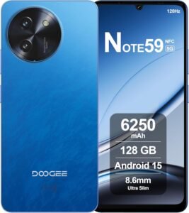 Lee más sobre el artículo <a href="https://amazon.es/dp/B0F1T96MPB?tag=techbeautydeals-21" target="_blank">Resume el contenido de DOOGEE Note59 Smartphone 5G Android 15, 32GB RAM + 128GB ROM, 6250mAh Battery, 6.75 Inch HD+ 120Hz Display, AI Camera 16MP, Octa-Core, Dual SIM, NFC, Mobile Libres, 2025, Blue en español y en sólo 10 palabras</a>