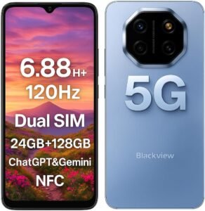 Lee más sobre el artículo <a href="https://amazon.es/dp/B0FDPYJKL8?tag=techbeautydeals-21" target="_blank">Resume el contenido de Blackview Shark 6 5G AI Smartphone, 24GB+128GB, 6.88″ HD+ 120Hz Display, 3 Integrated AI Assistants, 16MP+8MP Camera, Dual 5G Dual SIM, Android 15 Free Mobile Smartphone, NFC, Blue en español y en sólo 10 palabras</a>