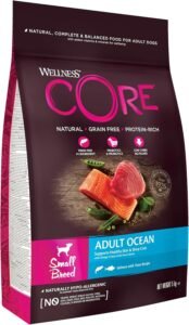 Lee más sobre el artículo <a href="https://amazon.es/dp/B08HB5TTMB?tag=techbeautydeals-21" target="_blank">Resume el contenido de Wellness Core Small Breed Ocean, Salmon & Tuna, 5 kg, Small Breed Adult Dry Dog Food, No Added Sugar, No Grain, High Meat en español y en sólo 10 palabras</a>
