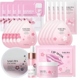 Lee más sobre el artículo <a href="https://amazon.es/dp/B0F1XXXJD6?tag=techbeautydeals-21" target="_blank">Resume el contenido de Sakura Facial Care Set, Daily Skin Care with Eye Mask, Face Serum, Face Cream, Lip Mask, Cleanser, Toner, 24 Pieces en español y en sólo 10 palabras</a>