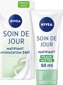 Lee más sobre el artículo <a href="https://amazon.es/dp/B00752HQPS?tag=techbeautydeals-21" target="_blank">Resume el contenido de Nivea Day Care 24H Moisturizing + Mattifying, Combination Skin, 50 ml en español y en sólo 10 palabras</a>