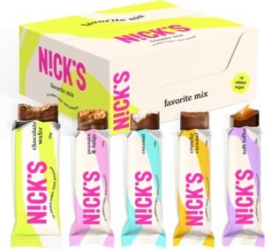 Lee más sobre el artículo <a href="https://amazon.es/dp/B07DDJZGK9?tag=techbeautydeals-21" target="_blank">Resume el contenido de NICKS Favorite Chocolate Mix with Keto Diet Bars No Added Sugar Low Carb Gluten Free Candy (12 x Chocolates) en español y en sólo 10 palabras</a>