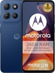 Lee más sobre el artículo <a href="https://amazon.es/dp/B0F9X7Z4QM?tag=techbeautydeals-21" target="_blank">Resume el contenido de Motorola Moto g15 24GB (8G+16GB RAM Boost)/256GB Blue, Spain, 6.72» FHD+ Display, 50MP Camera System and Ultra Wide Lens 5200mAh Battery, TurboPower Charging, Soft Luxe en español y en sólo 10 palabras</a>