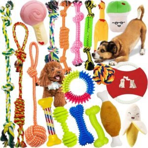 Lee más sobre el artículo <a href="https://amazon.es/dp/B099DSFPL8?tag=techbeautydeals-21" target="_blank">Resume el contenido de 19 Pcs Dog Chew Toy, Durable Chew Rope, Interactive Cotton Rope Toy with Knot for Chewing to Keep a Dog Healthy en español y en sólo 10 palabras</a>