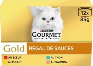 Lee más sobre el artículo <a href="https://amazon.es/dp/B086VPKL75?tag=techbeautydeals-21" target="_blank">Resume el contenido de Gourmet Gold, Regal Sauces, Box, Cat, Beef, Chicken, Salmon, Tuna, 12 x 85 g en español y en sólo 10 palabras</a>