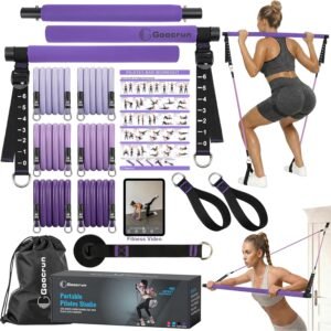 Lee más sobre el artículo <a href="https://amazon.es/dp/B08P8KBXHN?tag=techbeautydeals-21" target="_blank">Resume el contenido de Goocrun Portable Pilates Bar Kit with Resistance Bands – 3 Pairs Exercise Strips – Home Gym – Body Tone Workout Kit – with Fitness and Video Poster en español y en sólo 10 palabras</a>